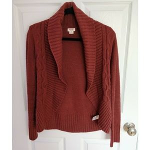 Red Knit Open Front Cardigan